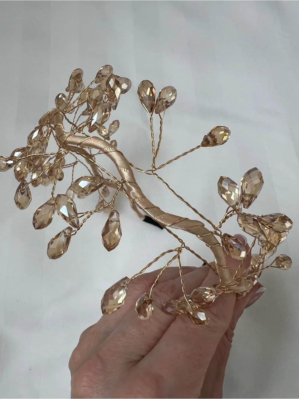 Delicate Champagne Crystal Branch Headband - Unbranded